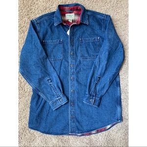 NEW LL Bean flannel lined denim shirt TALL large